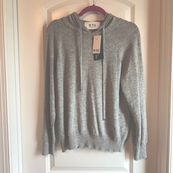 Gray Italian-Made Wool and Cashmere Hooded Sweater - Picture 1 of 8
